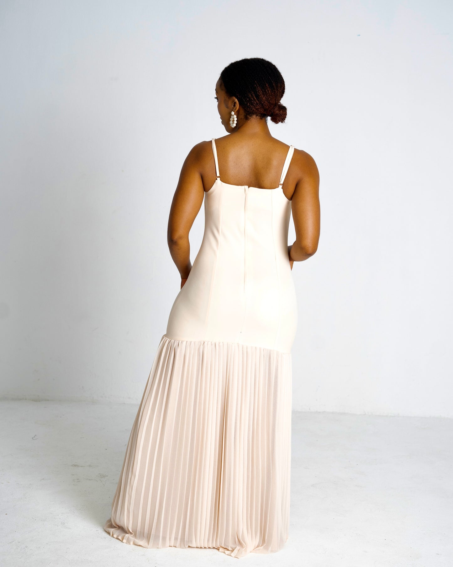 Aurora Pleated Maxi Dress - Cream